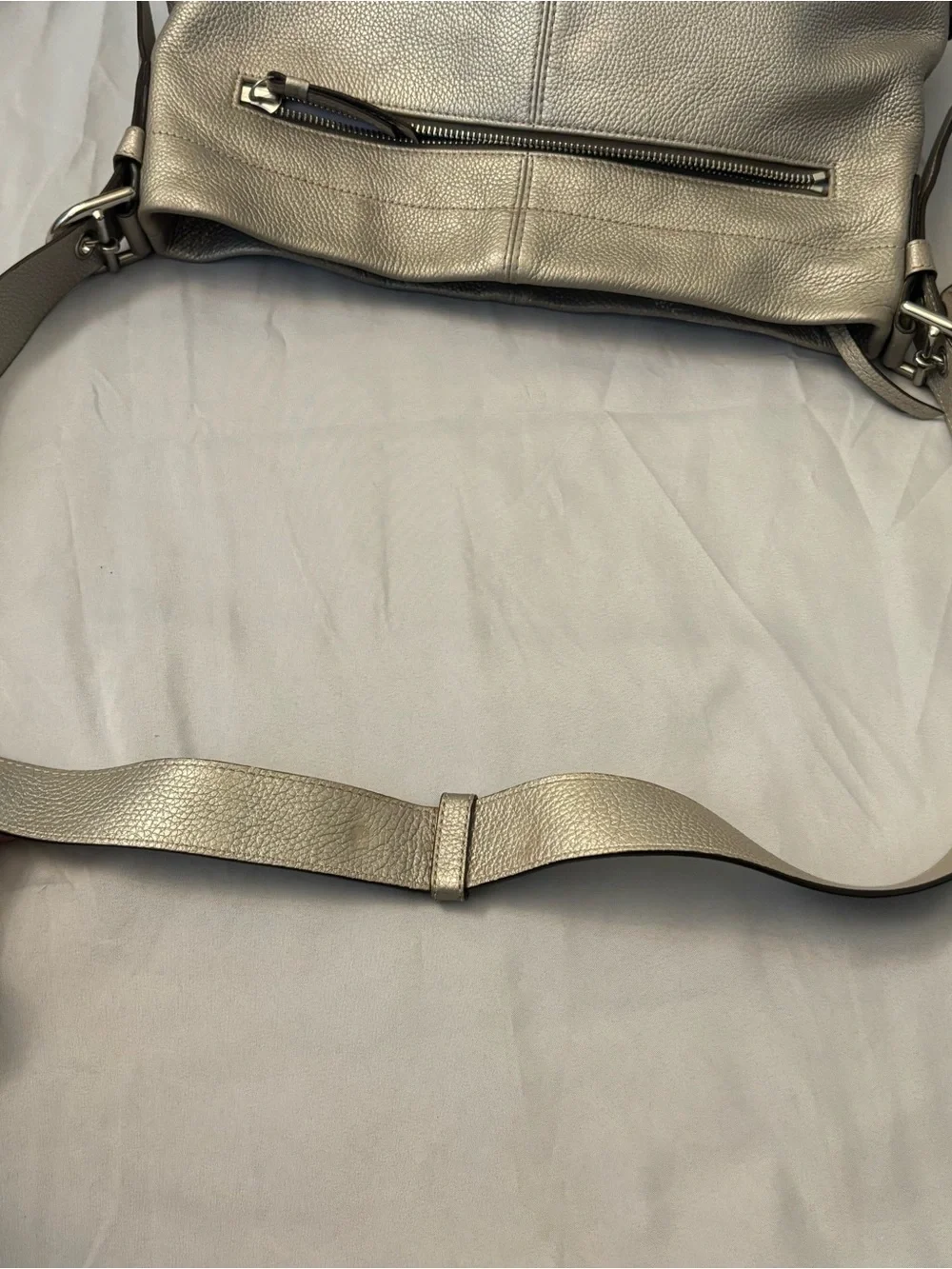 Coach Pewter Silver Pebbled Leather Hobo Shoulder Bag F15064 Y2K Purse